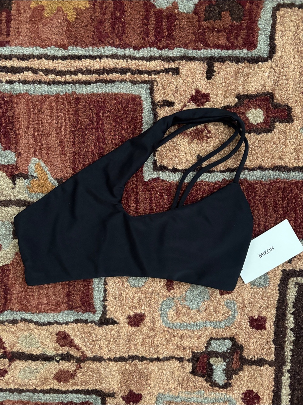 Mikoh Black Asymmetric Strappy Bikini Top